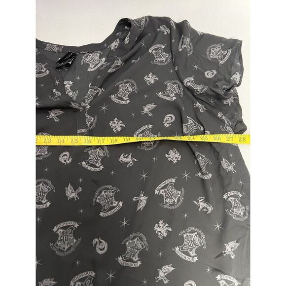 Harry Potter Hogwarts Logo Semi Sheer V Neck Blouse 4 - Picture 5 of 7